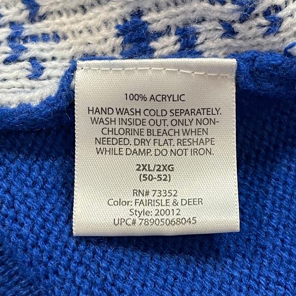 Jolly Sweaters Dad-Core V-Neck Faux Cardigan Ugly Christmas Sweater Size 2XL - Picture 4 of 5